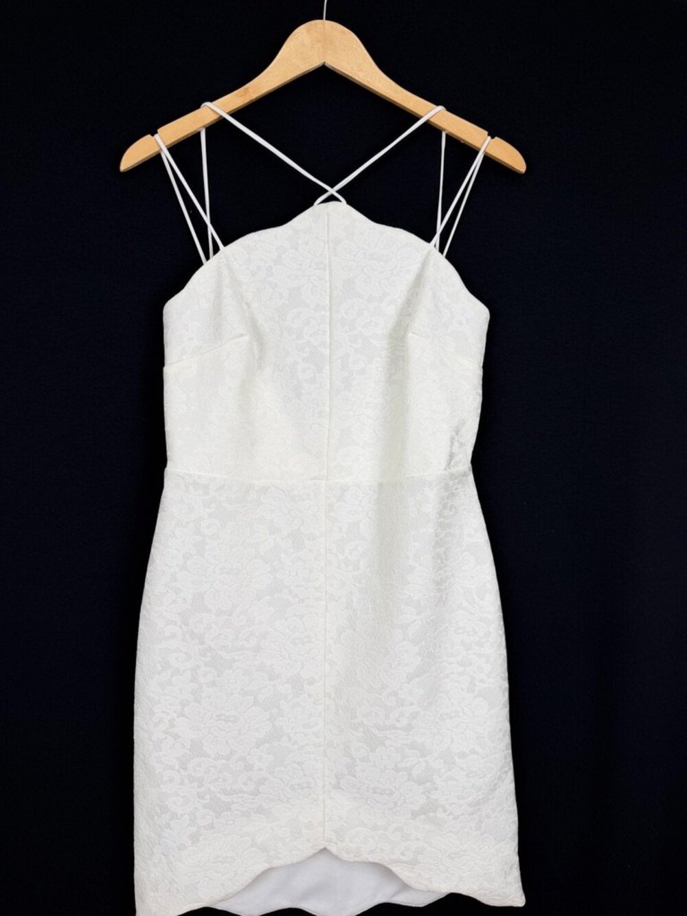 Topshop White Textured Floral Lace Strappy Mini Dress Multi Strap Back US 8